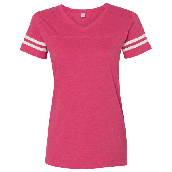 Women's Football V-Neck Fine Jersey Tee Thumbnail