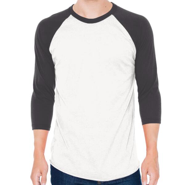 Unisex USA-Made 50/50 Poly/Cotton Raglan Three-Quarter Sleeve Tee Thumbnail