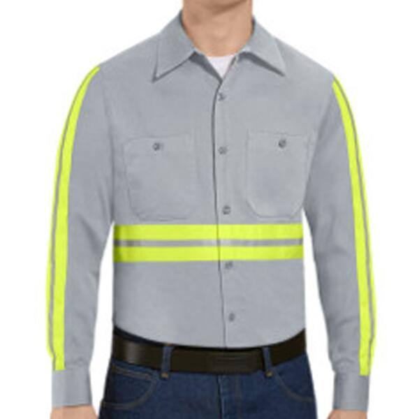 Men's Tall Enhanced Visibility Long Sleeve Cotton Work Shirt Thumbnail